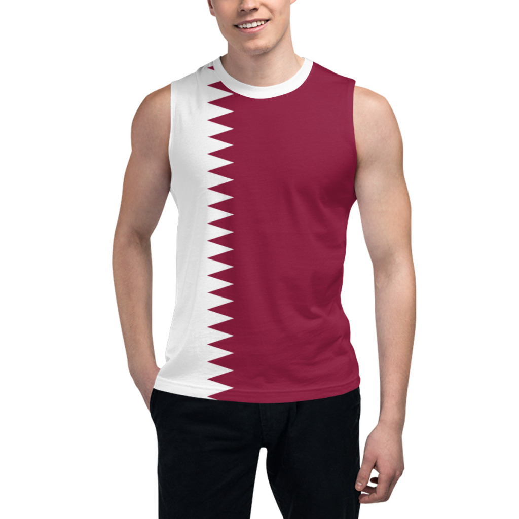 3D Printing Qatar - T-shirt senza maniche con bandiera del