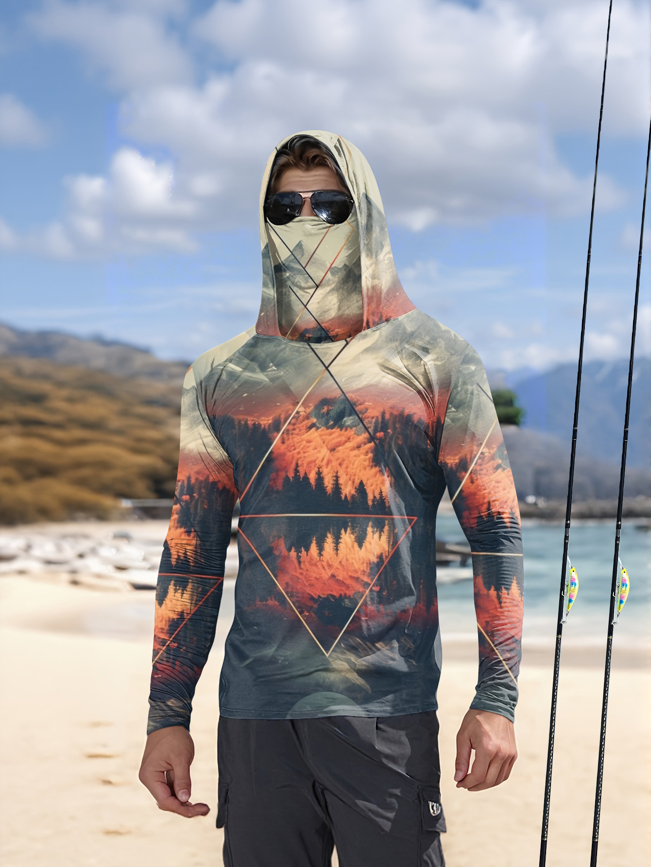 Felpa da Pesca per Uomo con Ma - 3D Printing Mask recensione e prezzo